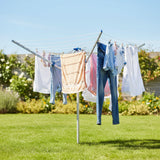 4 Arm Rotary Garden Washing Line Clothes Airer Dryer Outdoor Spike 40m Length
