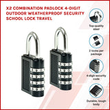 X2 Combination Padlock 4-Digit Outdoor Weatherproof Security School Lock Travel - Front View