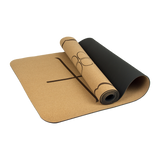 Natural Cork TPE Yoga Mat Sports Eco Friendly Exercise Fitness Gym Pilates - Top-Down View