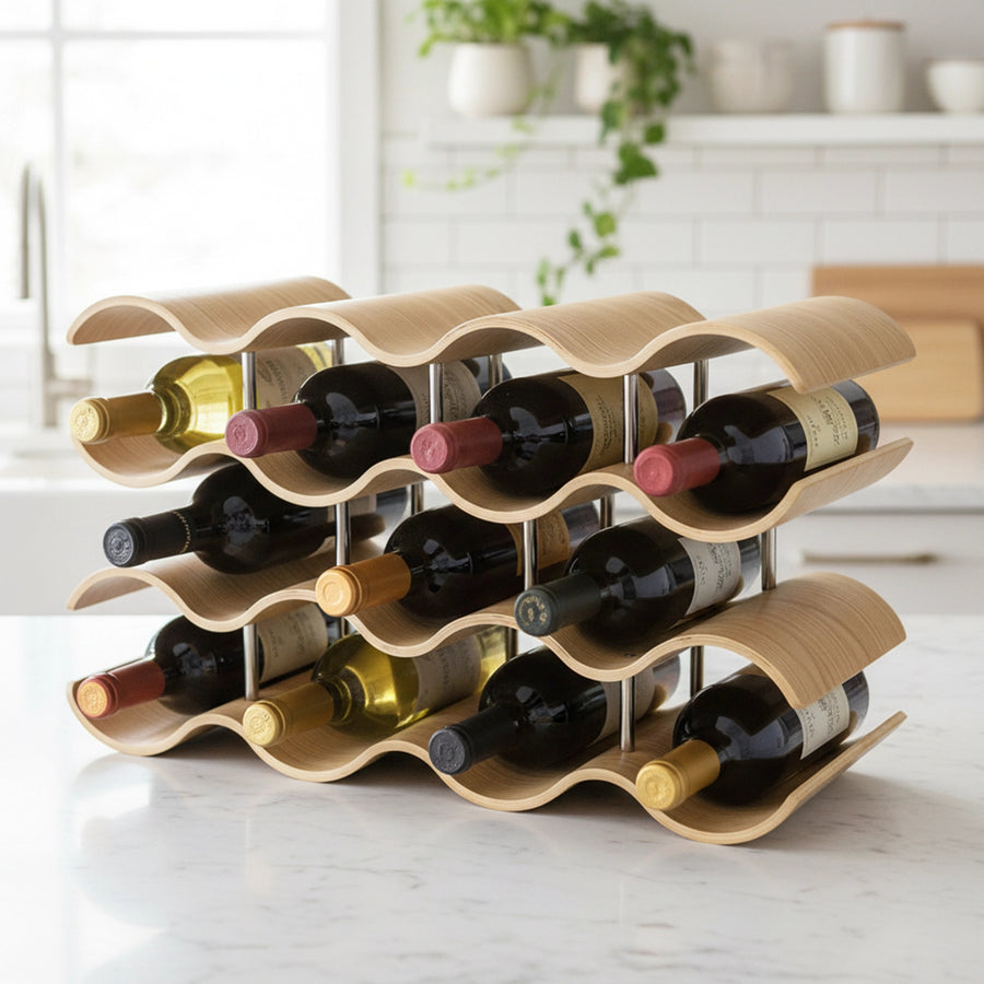 Wooden Wave Wine Rack/Creative Home Grape Wine Holder Shelf Cabinet/Bottle Rack