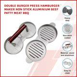 Double Burger Press Hamburger Maker Non Stick Aluminium Beef Patty Meat BBQ - Front View