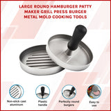 Large Round Hamburger Patty Maker Grill Press Burger Metal Mold Cooking Tools - Front View