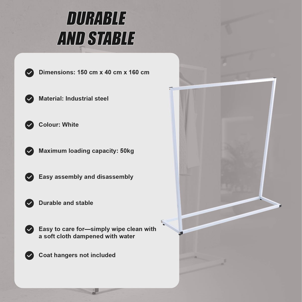 Commercial Clothing Garment Rack Retail Shop White