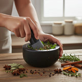 Large Pestle and Mortar Set Durable Granite Stone Spice & Herb Crusher - Top-Down View