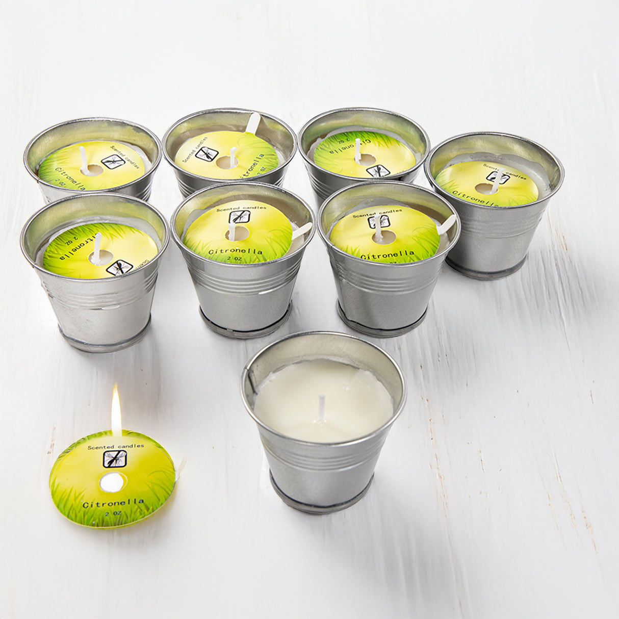 8x Mosquito Insect Bug Repellent Small Bucket Citronella Candles