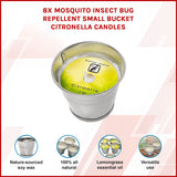 8x Mosquito Insect Bug Repellent Small Bucket Citronella Candles - 45-Degree Angle