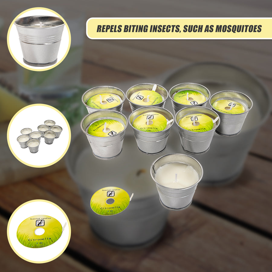 8x Mosquito Insect Bug Repellent Small Bucket Citronella Candles