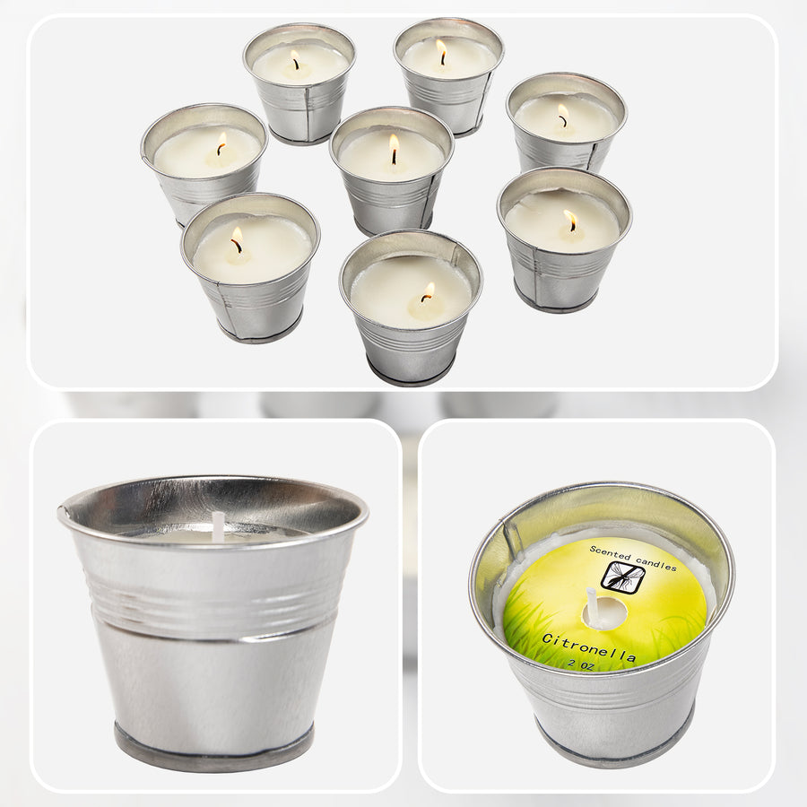 8x Mosquito Insect Bug Repellent Small Bucket Citronella Candles