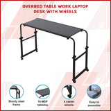 Overbed Table Work Laptop Desk with Wheels - Top-Down View