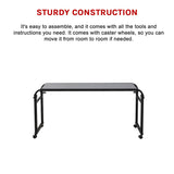 Overbed Table Work Laptop Desk with Wheels - Rear View