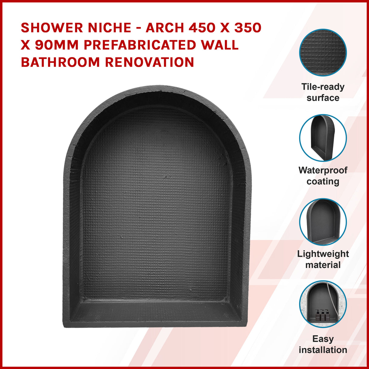 Shower Niche - Arch 450 x 350 x 90mm Prefabricated Wall Bathroom Renovation