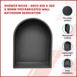 Shower Niche - Arch 450 x 350 x 90mm Prefabricated Wall Bathroom Renovation - Front View