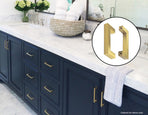 15x Brushed Brass Drawer Pulls Kitchen Cabinet Handles - Gold Finish 96mm