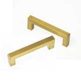 15x Brushed Brass Drawer Pulls Kitchen Cabinet Handles - Gold Finish 96mm - Close-Up Angle