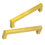 15x Brushed Brass Drawer Pulls Kitchen Cabinet Handles - Gold Finish 128mm - Top-Down View