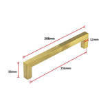 15x Brushed Brass Drawer Pulls Kitchen Cabinet Handles - Gold Finish 256mm - Close-Up Angle