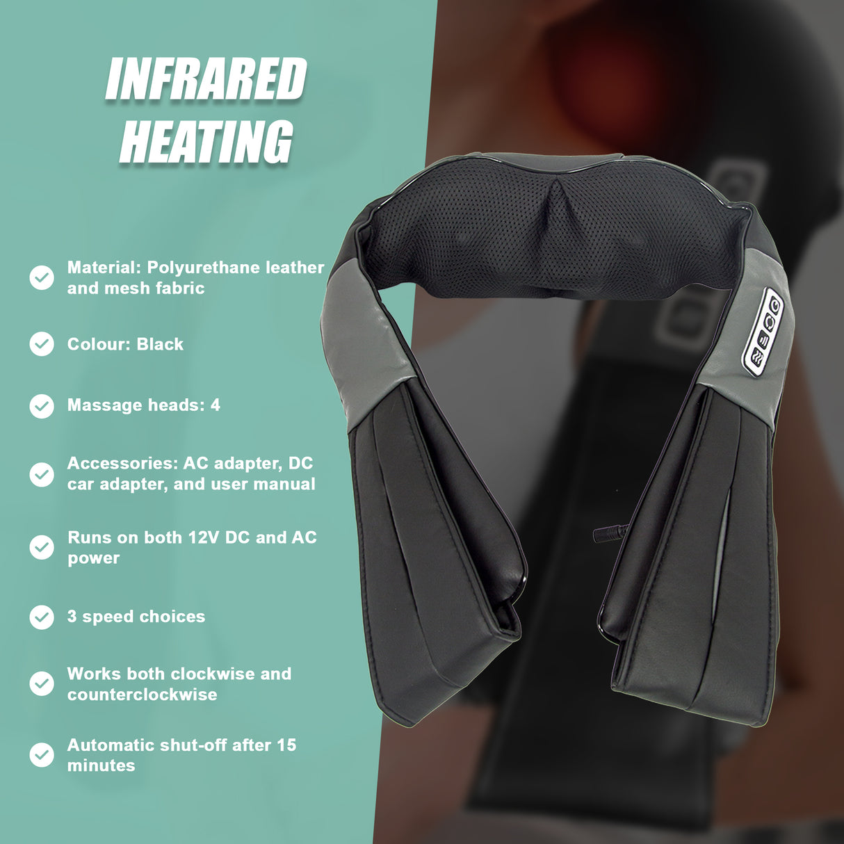 Shiatsu Neck & Back Massager with Heat &ndash; Deep Kneading Massage Pillow for Shoulders