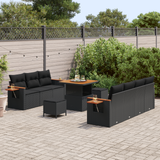 Garden Sofa Set with Cushion 13 pcs Black Poly Rattan - Side View