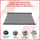 Heavy Duty Full Cassette Motorised Awning - 5.5m x 3.0m - Side View