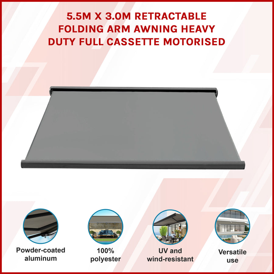 Heavy Duty Full Cassette Motorised Awning - 5.5m x 3.0m, image 3