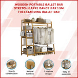 Portable Clothes Rack Coat Garment Stand Bamboo Rail Hanger Airer Closet - 45-Degree Angle