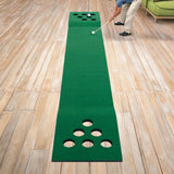Golf Beer Pong Game Toy Set Green Golf Putting Matt with 2 Putters, 6 Balls - Front View