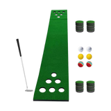 Golf Beer Pong Game Toy Set Green Golf Putting Matt with 2 Putters, 6 Balls - 45-Degree Angle