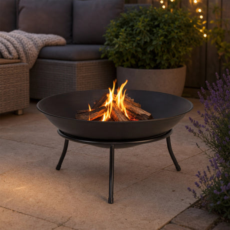 Iron Fire Bowl Traditional Log Fire Pit Outdoor Heating Camp Site Barbecue