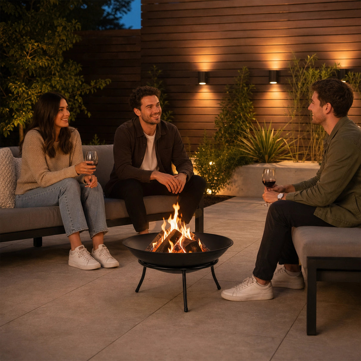 Iron Fire Bowl Traditional Log Fire Pit Outdoor Heating Camp Site Barbecue