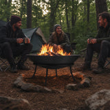 Iron Fire Bowl Traditional Log Fire Pit Outdoor Heating Camp Site Barbecue - Close-Up Angle