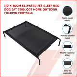 110 x 80cm Elevated Pet Sleep Bed Dog Cat Cool Cot Home Outdoor Folding Portable - Front View