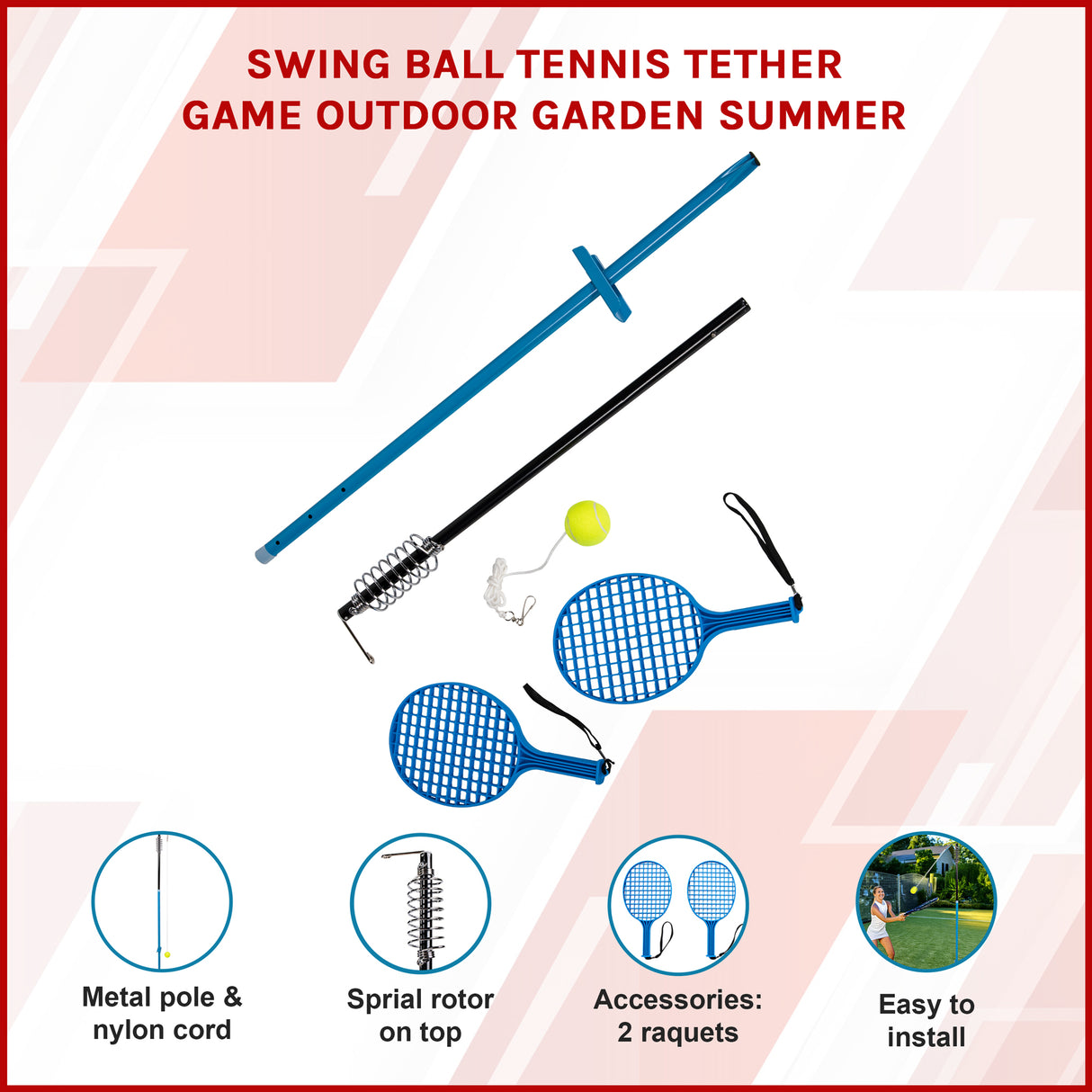 Swing Ball Tennis Tether Game Outdoor Garden Summer