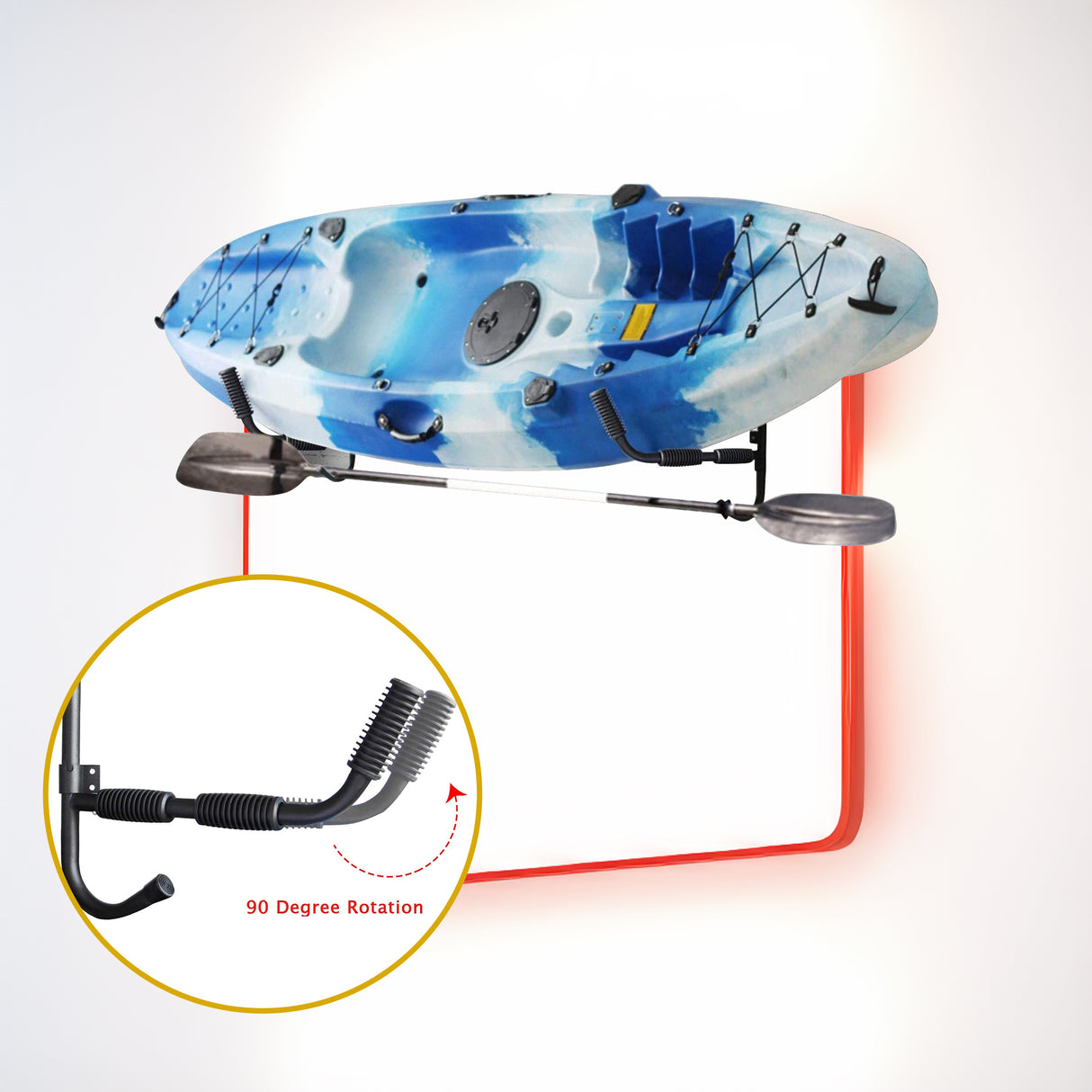 Kayak Canoe Wall-Mounted Rack Storage Brackets Swivel Sports Design