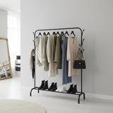 Closet Organizer Metal Garment Rack Portable Clothes Hanger Storage Shoes Rack Black