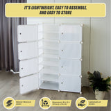 White Cube DIY Shoe Cabinet Rack Storage Portable Stackable Organiser Stand - Low Angle