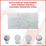 White Cube DIY Shoe Cabinet Rack Storage Portable Stackable Organiser Stand - Front View