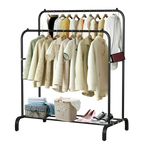 Heavy Metal Double Clothes Rail Hanging Rack Garment Display Stand Storage Shelf