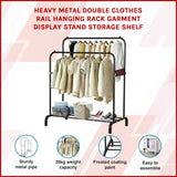 Heavy Metal Double Clothes Rail Hanging Rack Garment Display Stand Storage Shelf - Close-Up Angle