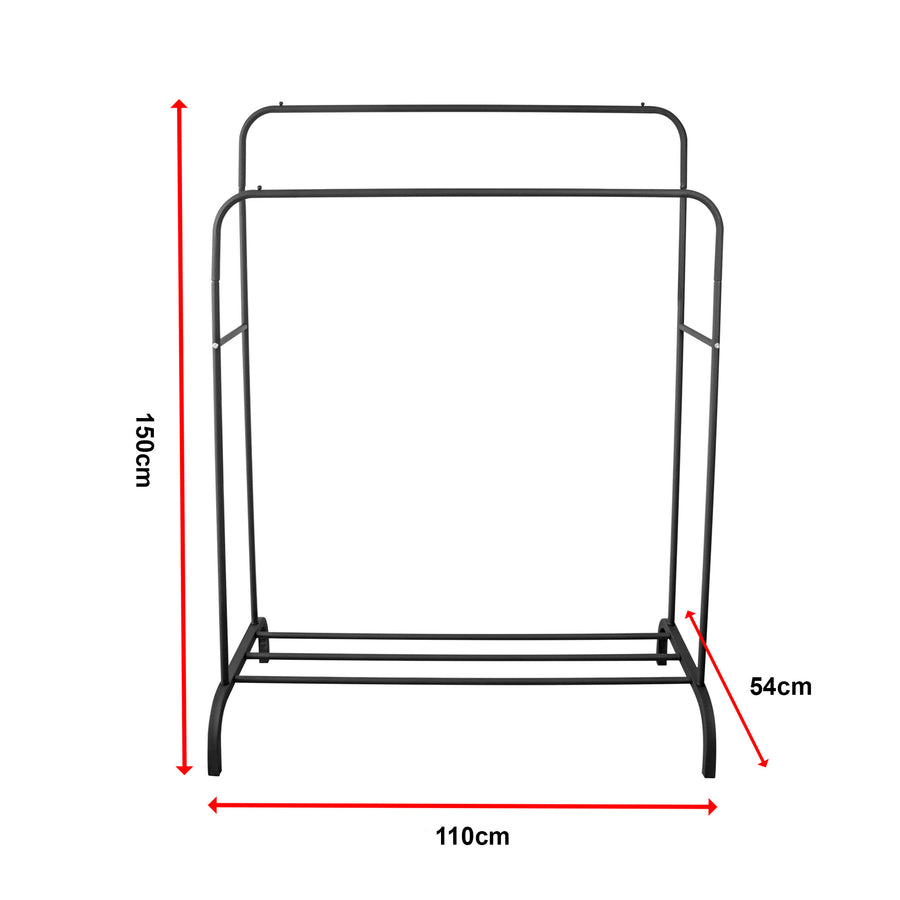 Heavy Metal Double Clothes Rail Hanging Rack Garment Display Stand Storage Shelf