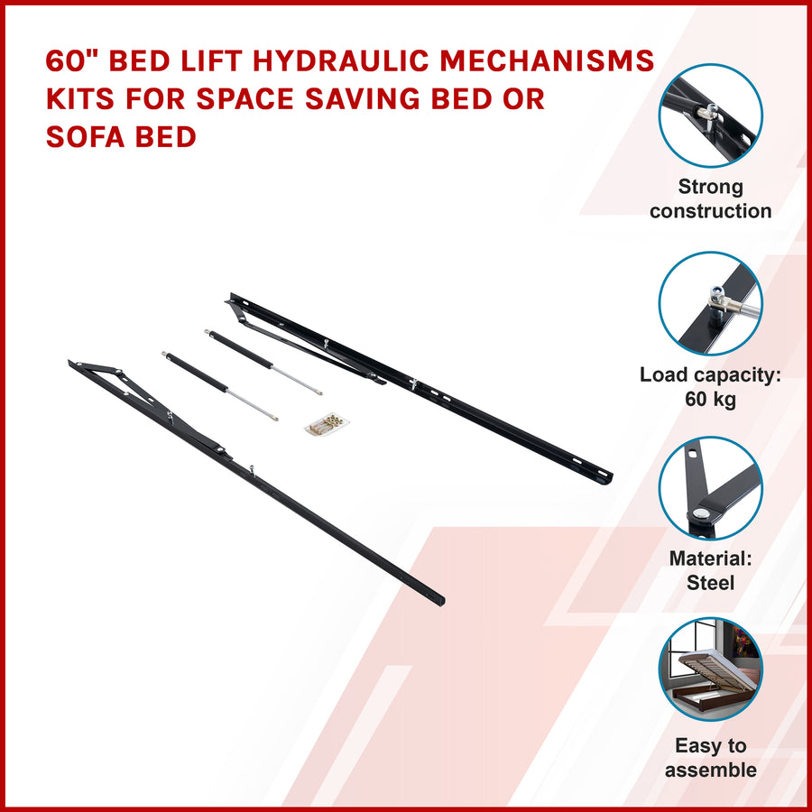 60" Bed Lift Hydraulic Mechanisms Kits For Space Saving Bed or Sofa Bed