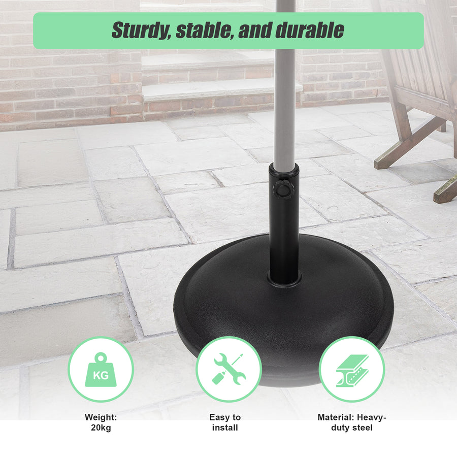 20kg Patio Sun Umbrella Base Durable Parasol Garden Stand Cement Round