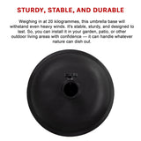 20kg Patio Sun Umbrella Base Durable Parasol Garden Stand Cement Round - Close-Up Angle