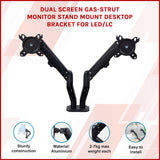 Dual Screen Gas-strut Monitor Stand Mount Desktop Bracket for LED/LC