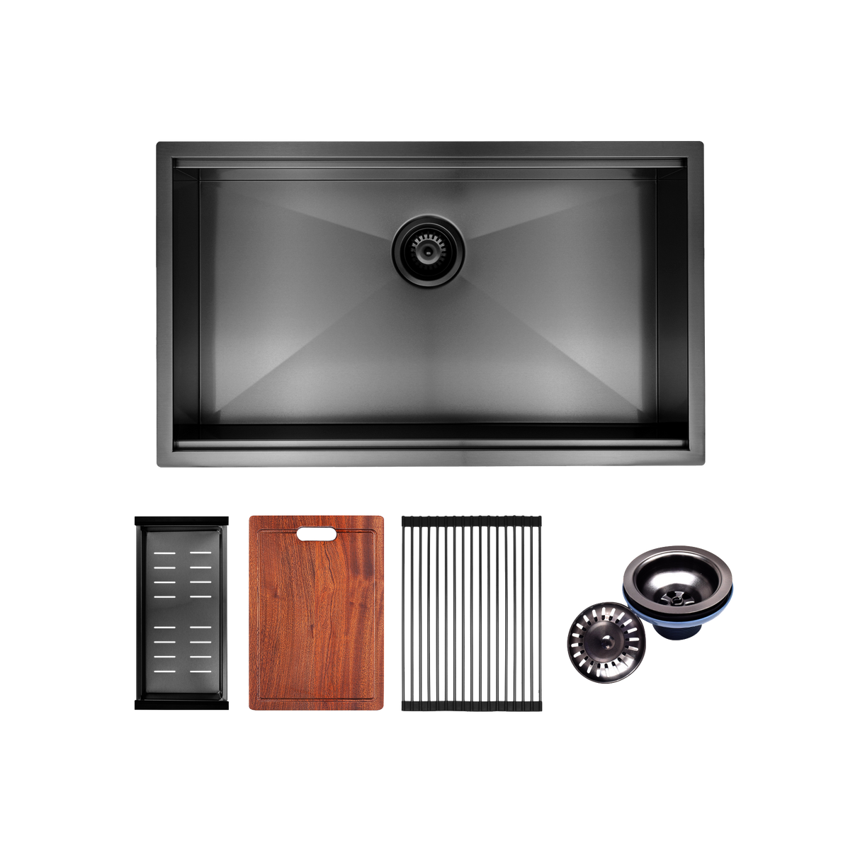 775x406mm Nano Single Bowl Kitchen Sink with Workstation Accessories