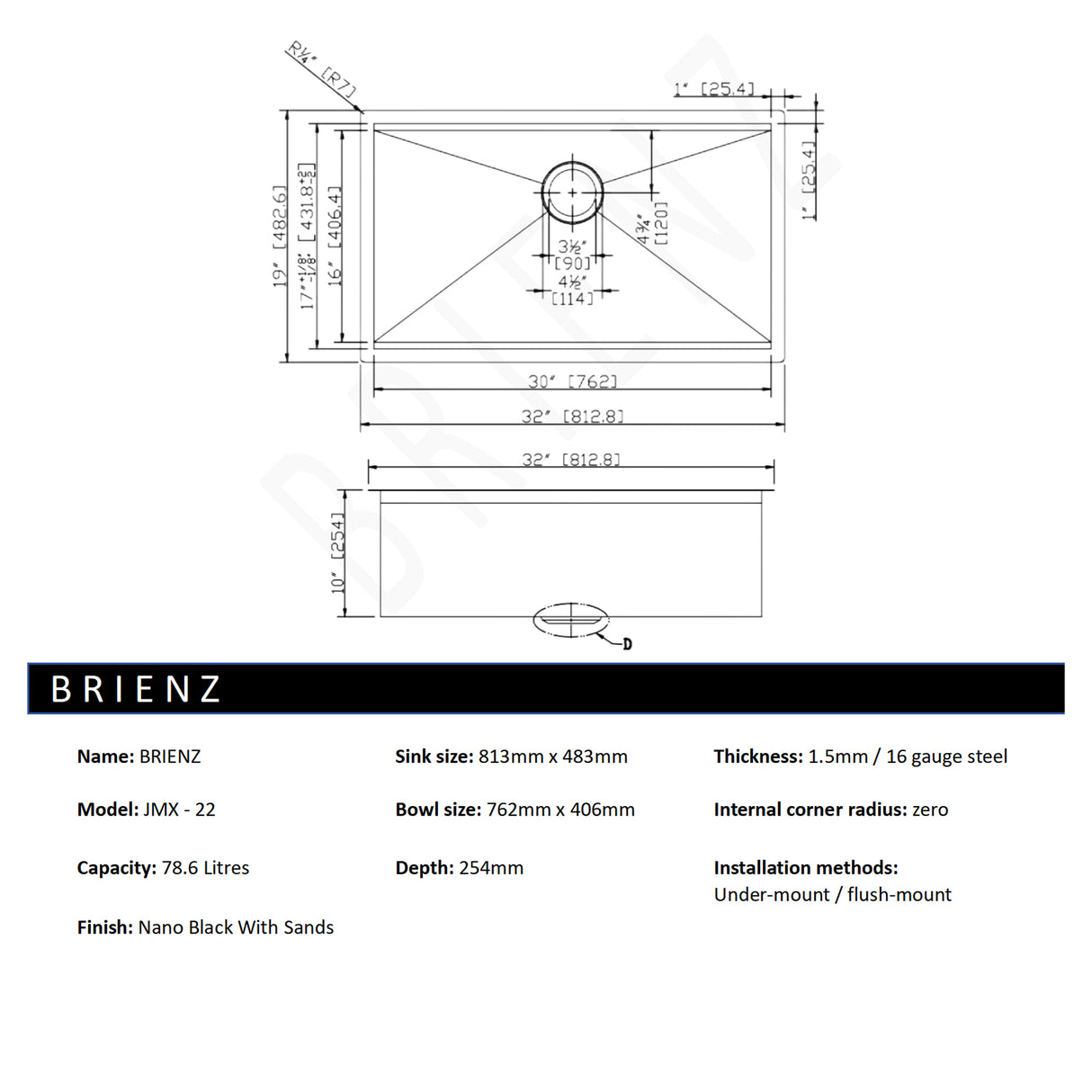 775x406mm Nano Single Bowl Kitchen Sink with Workstation Accessories