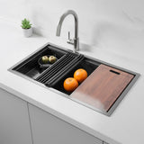 775x406mm Nano Single Bowl Kitchen Sink with Workstation Accessories