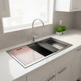 BRIENZ 32-inch Nano Workstation Ledge Undermount 16 Gauge Stainless Steel Kitchen Sink Single Bowl