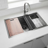 BRIENZ 32-inch Nano Workstation Ledge Undermount 16 Gauge Stainless Steel Kitchen Sink Single Bowl