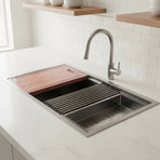 BRIENZ 32-inch Nano Workstation Ledge Undermount 16 Gauge Stainless Steel Kitchen Sink Single Bowl