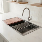 BRIENZ 32-inch Nano Workstation Ledge Undermount 16 Gauge Stainless Steel Kitchen Sink Single Bowl - 45-Degree Angle
